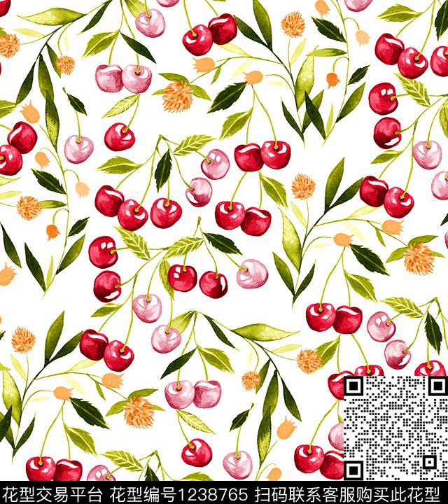 樱桃牡丹小碎花数码印花华亿平台下载（图片编号: 1238765） - 瓦栏（Walan）