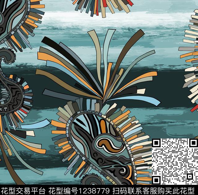 男装佩斯利抽象花卉数码印花华亿平台下载（图片编号: 1238779） - 瓦栏（Walan）