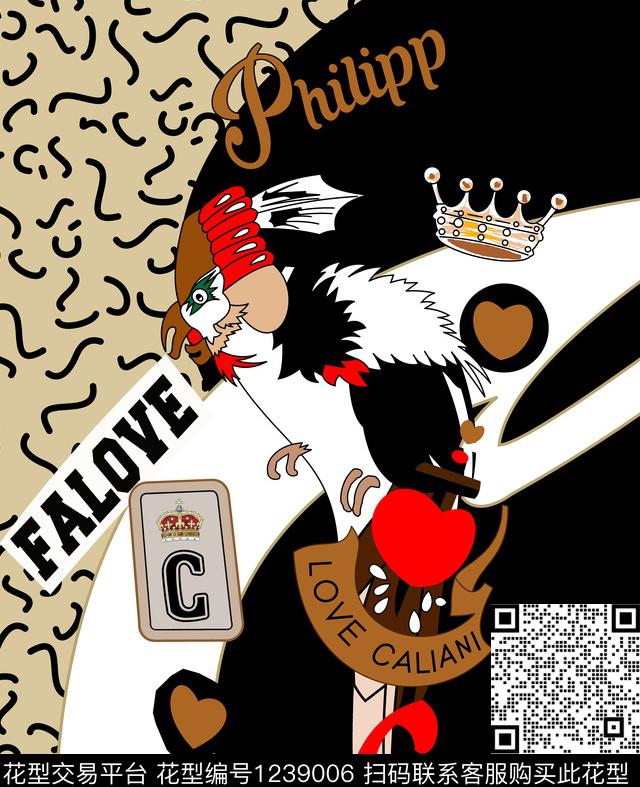 豹纹动物头几何数码印花华亿平台下载（图片编号: 1239006） - 瓦栏（Walan）