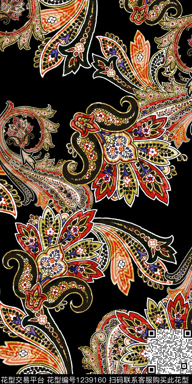 佩斯利几何抽象数码印花华亿平台下载（图片编号: 1239160） - 瓦栏（Walan）