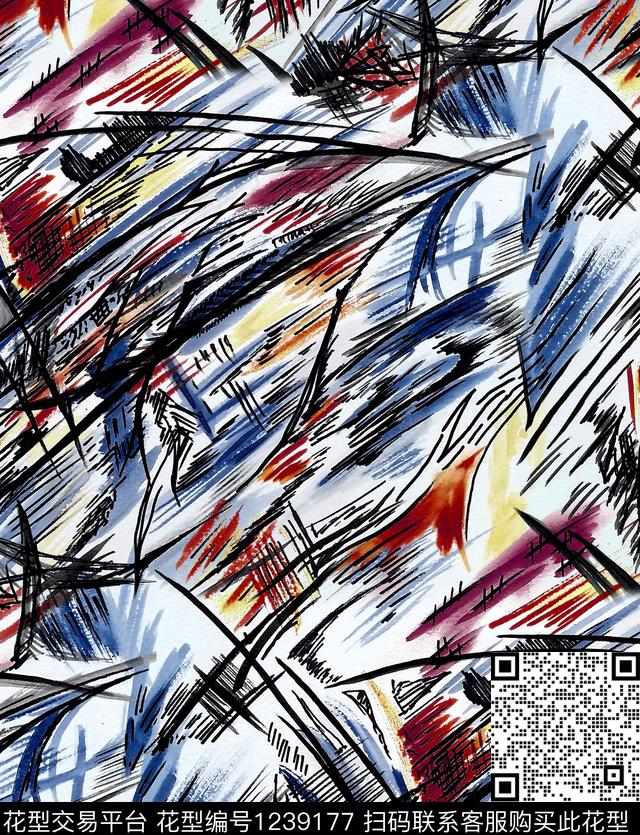 笔触肌理抽象绘画数码印花华亿平台下载（图片编号: 1239177） - 瓦栏（Walan）