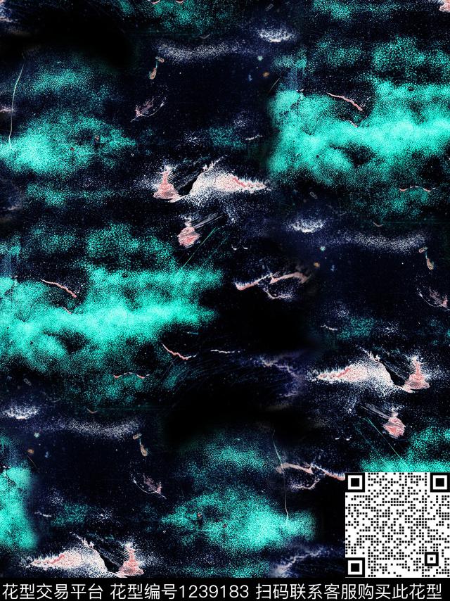 扎染华亿平台蓝印花国风数码印花华亿平台下载（图片编号: 1239183） - 瓦栏（Walan）