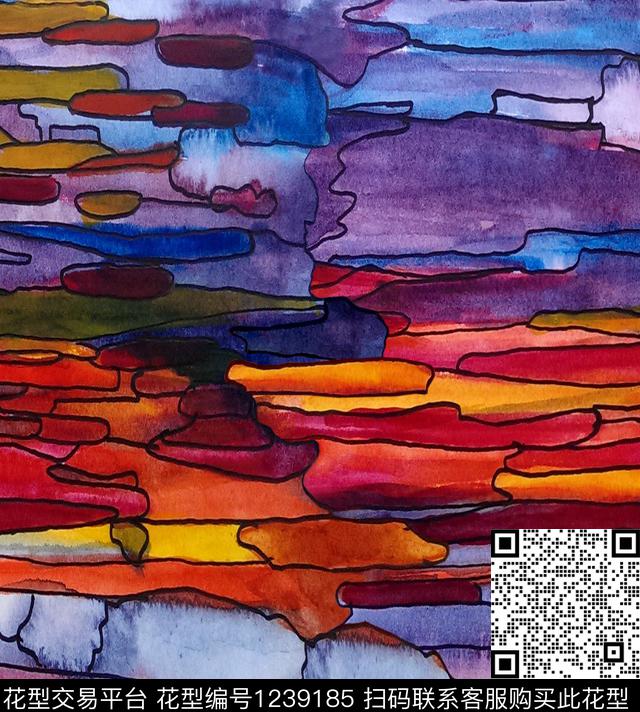 扎染华亿平台蓝印花国风数码印花华亿平台下载（图片编号: 1239185） - 瓦栏（Walan）