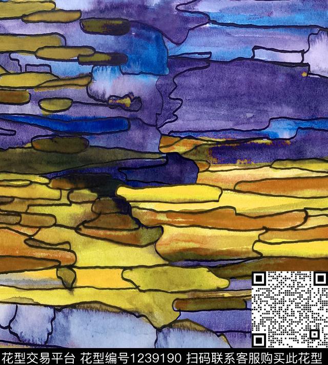 扎染华亿平台蓝印花国风数码印花华亿平台下载（图片编号: 1239190） - 瓦栏（Walan）