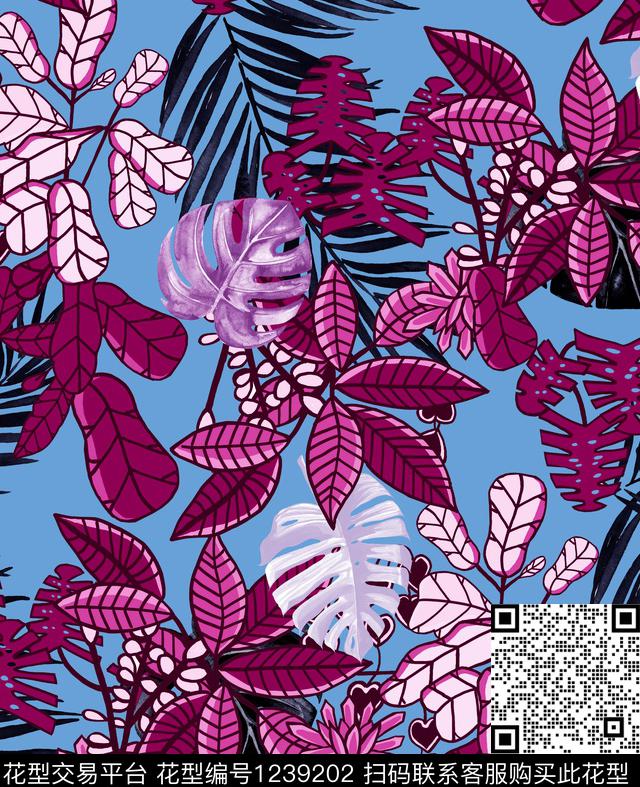 百合小碎花热带华亿平台数码印花华亿平台下载（图片编号: 1239202） - 瓦栏（Walan）
