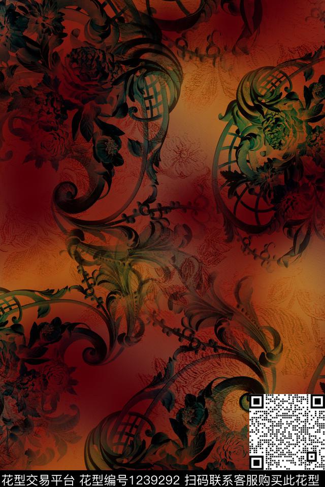 香云纱中老年中国风数码印花华亿平台下载（图片编号: 1239292） - 瓦栏（Walan）