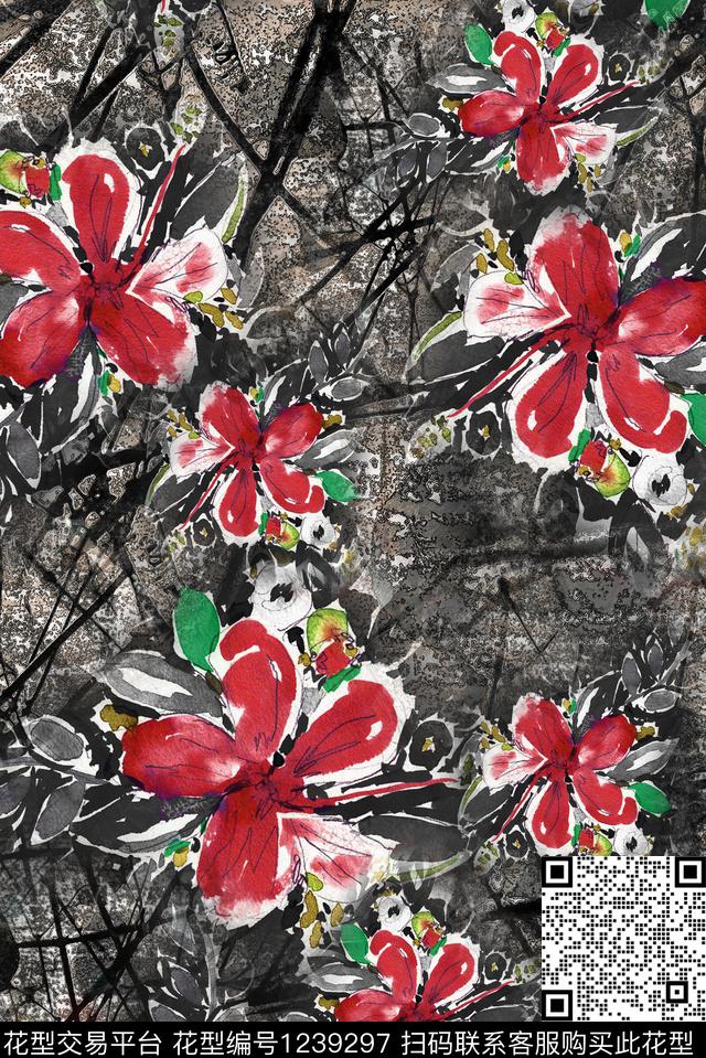 香云纱中老年中国风数码印花华亿平台下载（图片编号: 1239297） - 瓦栏（Walan）