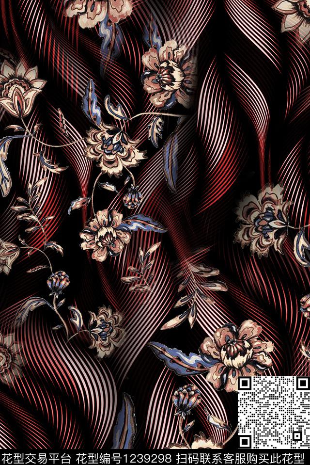 香云纱中老年中国风数码印花华亿平台下载（图片编号: 1239298） - 瓦栏（Walan）