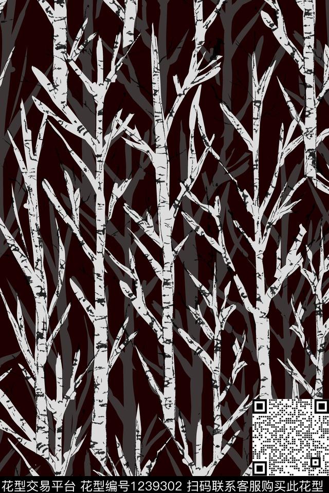 树树林抽象传统印花华亿平台下载（图片编号: 1239302） - 瓦栏（Walan）