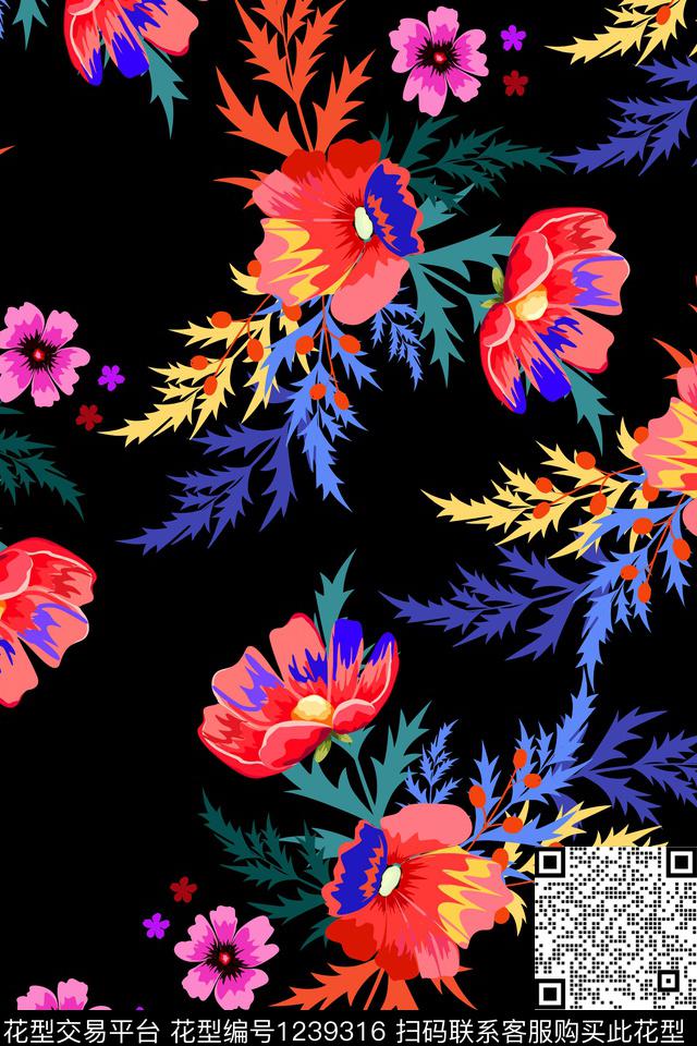 花卉女装欧洲传统印花华亿平台下载（图片编号: 1239316） - 瓦栏（Walan）