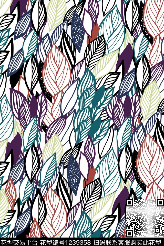 印花线条树枝传统印花华亿平台下载（图片编号: 1239358） - 瓦栏（Walan）