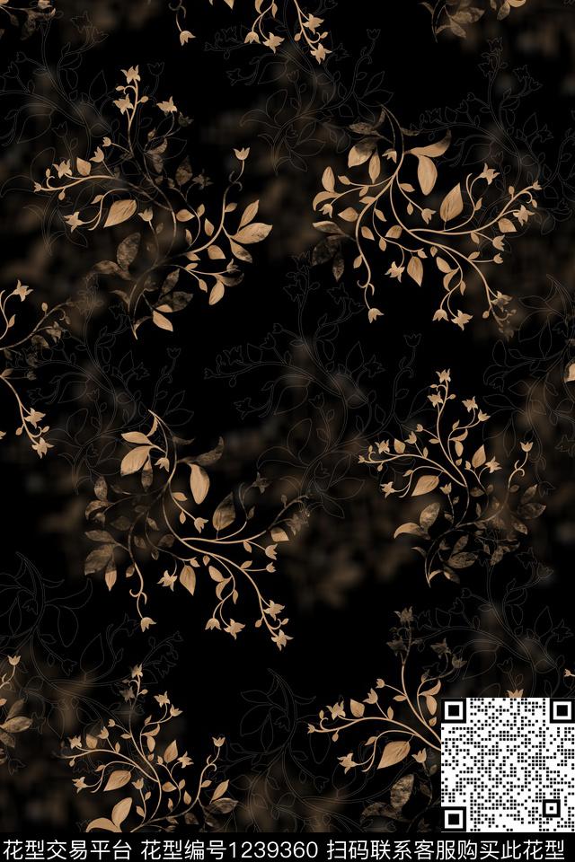 花卉女装绿植树叶数码印花华亿平台下载（图片编号: 1239360） - 瓦栏（Walan）