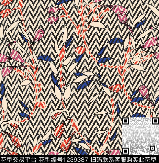 复古大牌风底纹数码印花华亿平台下载（图片编号: 1239387） - 瓦栏（Walan）