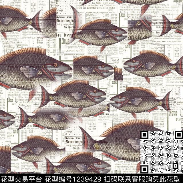 潮牌男装鱼数码印花华亿平台下载（图片编号: 1239429） - 瓦栏（Walan）