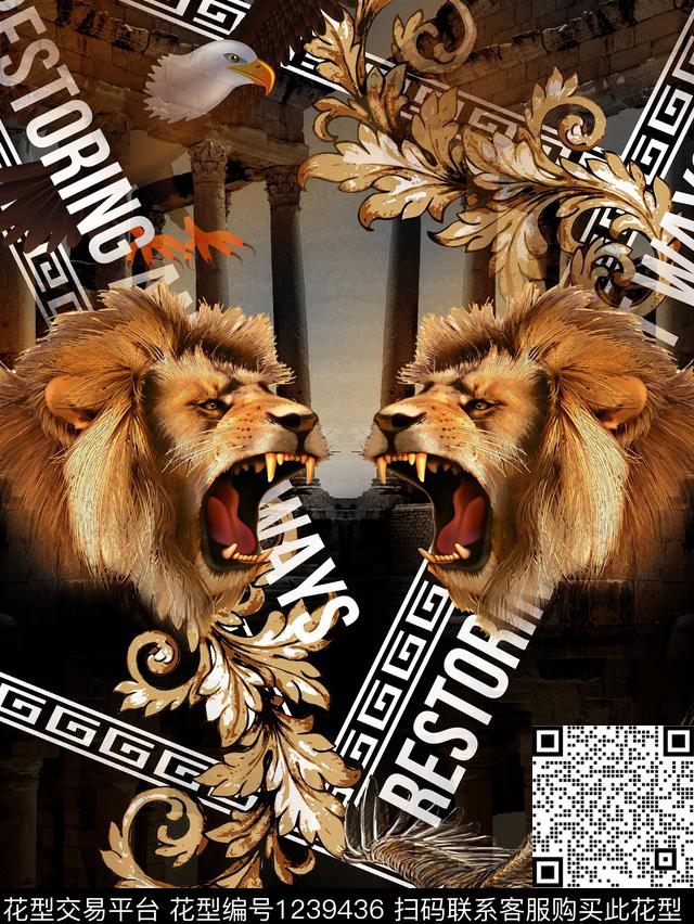 潮牌老鹰大牌风数码印花华亿平台下载（图片编号: 1239436） - 瓦栏（Walan）