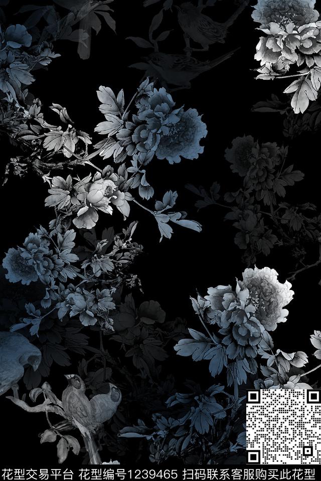 潮牌花鸟大牌风数码印花华亿平台下载（图片编号: 1239465） - 瓦栏（Walan）