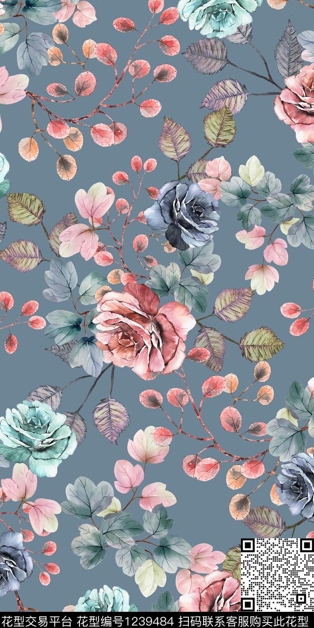 潮牌绿植树叶花卉数码印花华亿平台下载（图片编号: 1239484） - 瓦栏（Walan）
