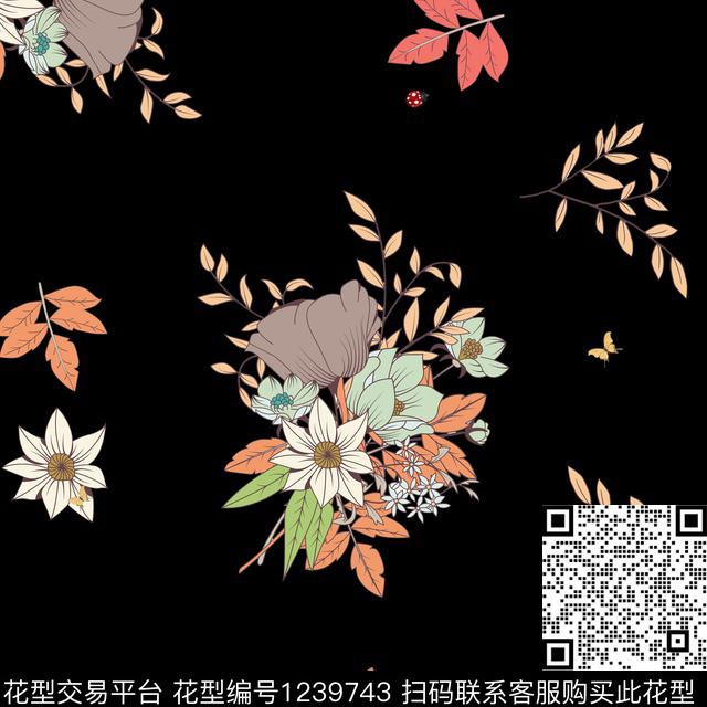 潮牌花卉传统印花华亿平台下载（图片编号: 1239743） - 瓦栏（Walan）