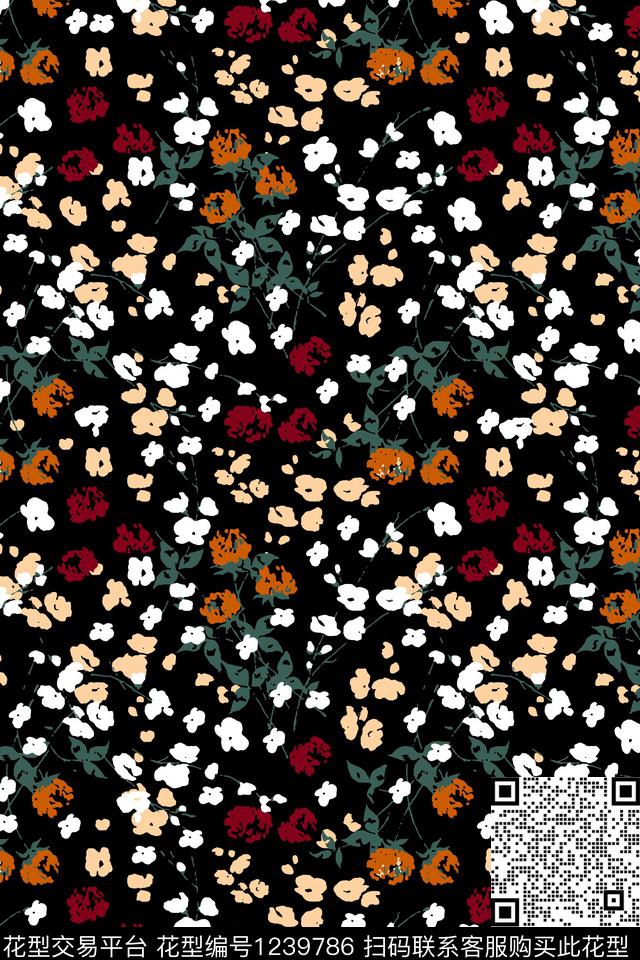 花卉抽象花卉小碎花传统印花华亿平台下载（图片编号: 1239786） - 瓦栏（Walan）