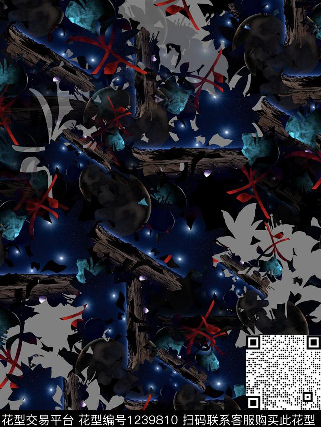 潮牌男装花卉数码印花华亿平台下载（图片编号: 1239810） - 瓦栏（Walan）