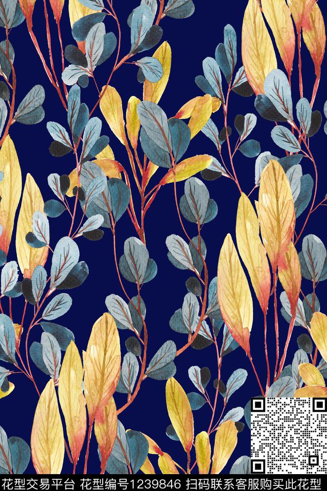 女装花卉树叶印花数码印花华亿平台下载（图片编号: 1239846） - 瓦栏（Walan）