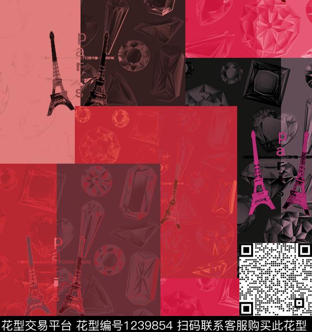 字母线条珠宝宝石数码印花华亿平台下载（图片编号: 1239854） - 瓦栏（Walan）