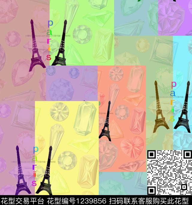 字母线条珠宝宝石数码印花华亿平台下载（图片编号: 1239856） - 瓦栏（Walan）