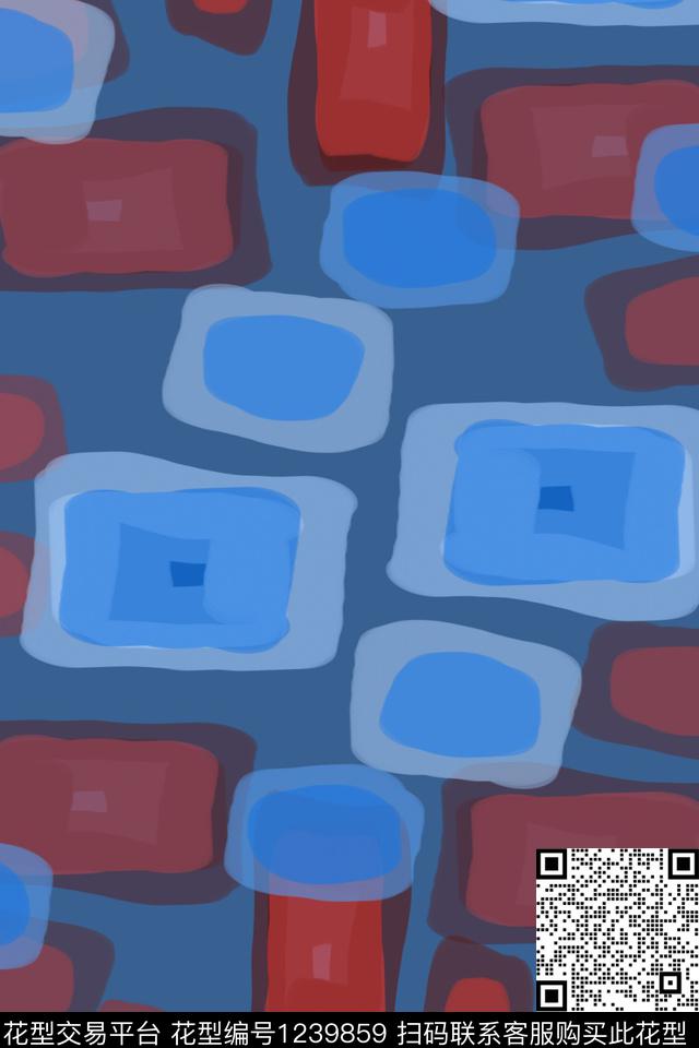 密铺几何手绘线条笔触男装休闲花卉数码印花华亿平台下载（图片编号: 1239859） - 瓦栏（Walan）