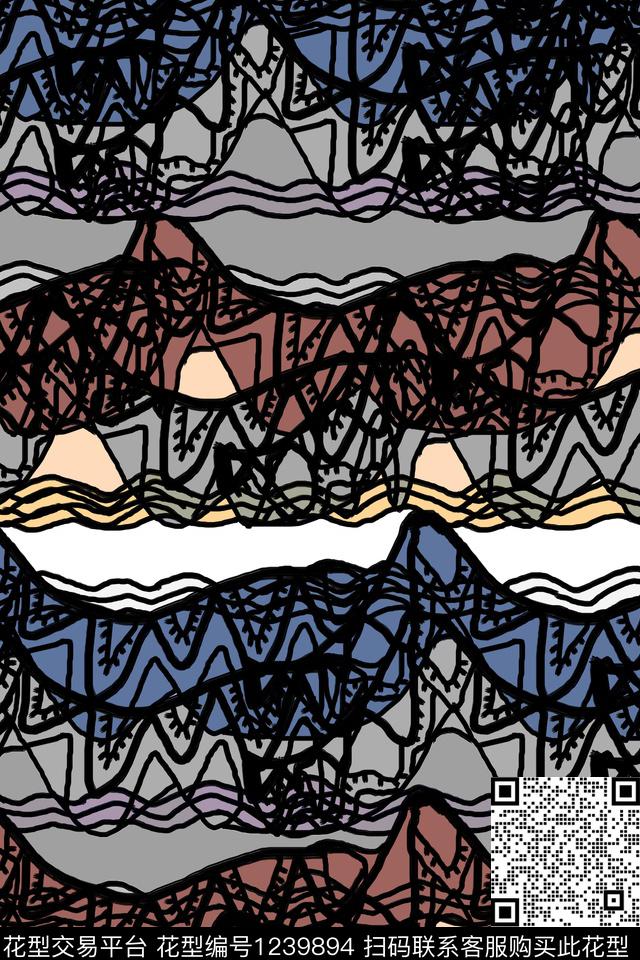 潮牌休闲抽象男装传统印花华亿平台下载（图片编号: 1239894） - 瓦栏（Walan）