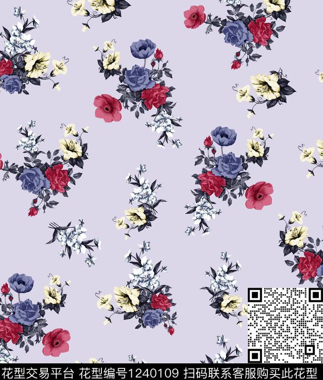 小碎花大牌风清新风数码印花华亿平台下载（图片编号: 1240109） - 瓦栏（Walan）