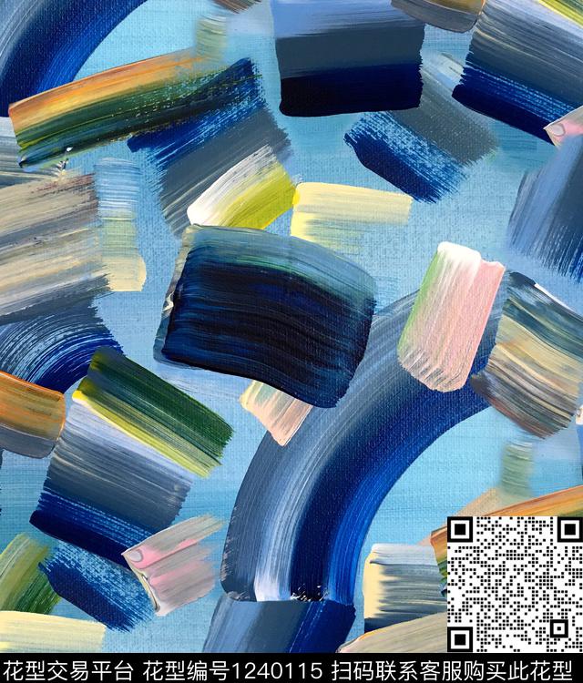 笔触水彩油画华亿平台数码印花华亿平台下载（图片编号: 1240115） - 瓦栏（Walan）