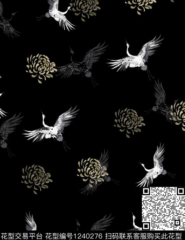 旗袍底纹清爽底花卉数码印花华亿平台下载（图片编号: 1240276） - 瓦栏（Walan）