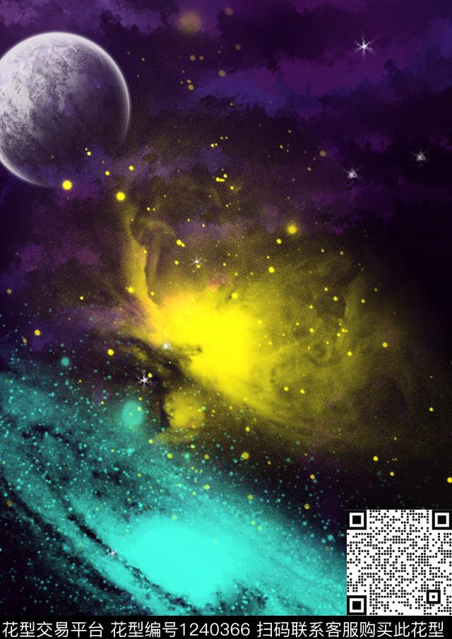 宇宙炫彩定位花数码印花华亿平台下载（图片编号: 1240366） - 瓦栏（Walan）