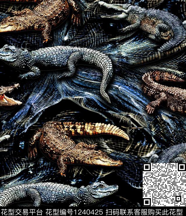 老虎鳄鱼变色龙数码印花华亿平台下载（图片编号: 1240425） - 瓦栏（Walan）