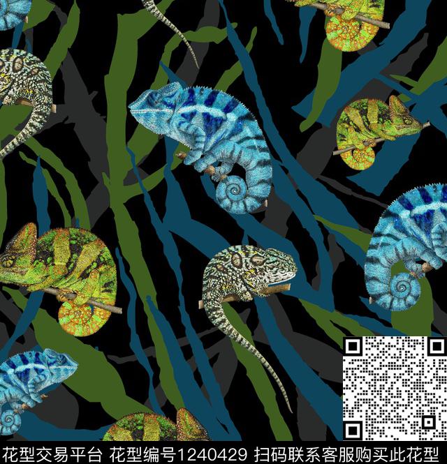 老虎鳄鱼变色龙数码印花华亿平台下载（图片编号: 1240429） - 瓦栏（Walan）