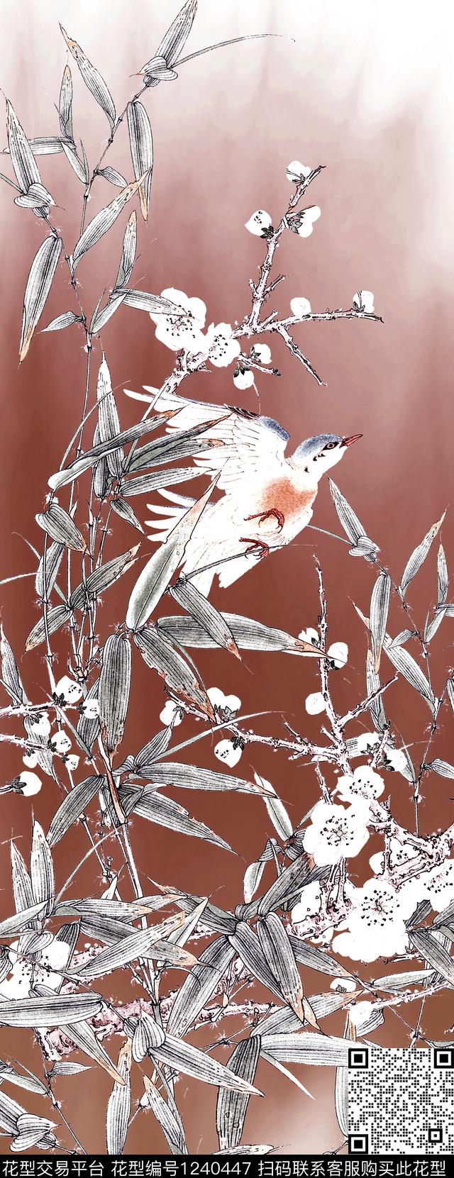 牡丹梅花bird数码印花华亿平台下载（图片编号: 1240447） - 瓦栏（Walan）
