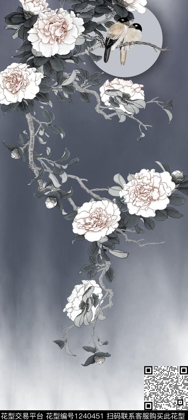 牡丹梅花bird数码印花华亿平台下载（图片编号: 1240451） - 瓦栏（Walan）