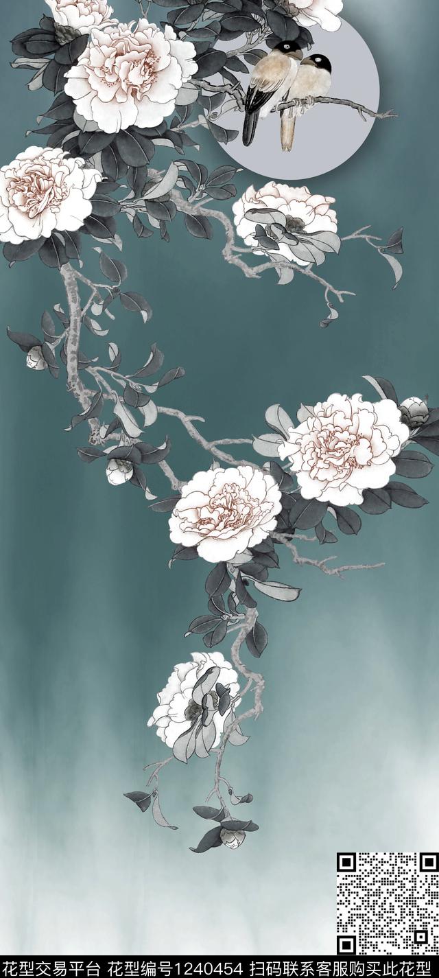 牡丹梅花bird数码印花华亿平台下载（图片编号: 1240454） - 瓦栏（Walan）