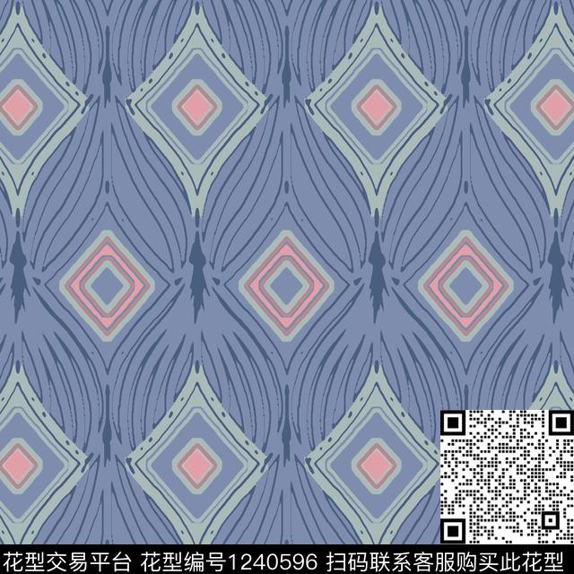 黑底花卉绿植树叶复古数码印花华亿平台下载（图片编号: 1240596） - 瓦栏（Walan）