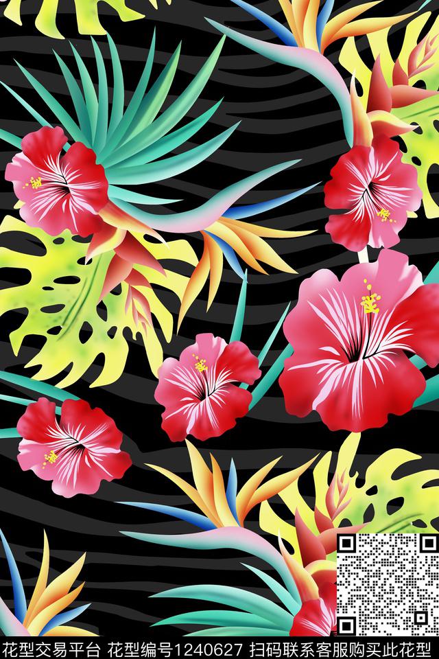 花卉绿植树叶动物纹数码印花华亿平台下载（图片编号: 1240627） - 瓦栏（Walan）