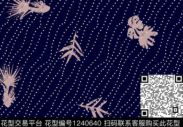 波点热带华亿平台线条花卉传统印花华亿平台下载（图片编号: 1240640） - 瓦栏（Walan）