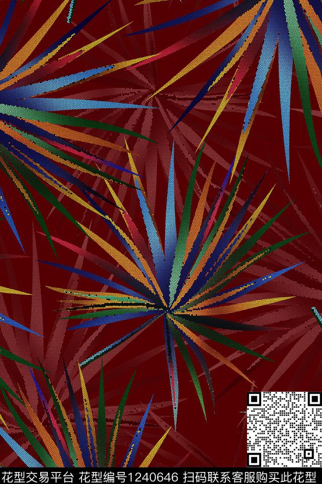 雕印华亿平台绿植树叶热带华亿平台数码印花华亿平台下载（图片编号: 1240646） - 瓦栏（Walan）