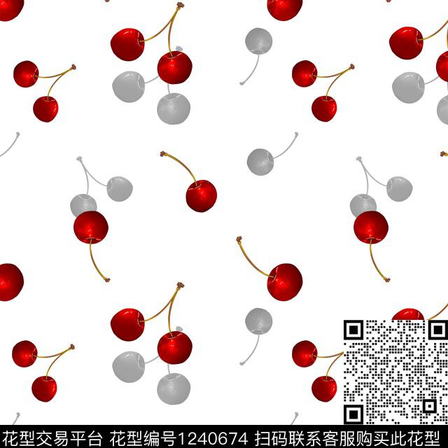 樱桃水果满版散花数码印花华亿平台下载（图片编号: 1240674） - 瓦栏（Walan）