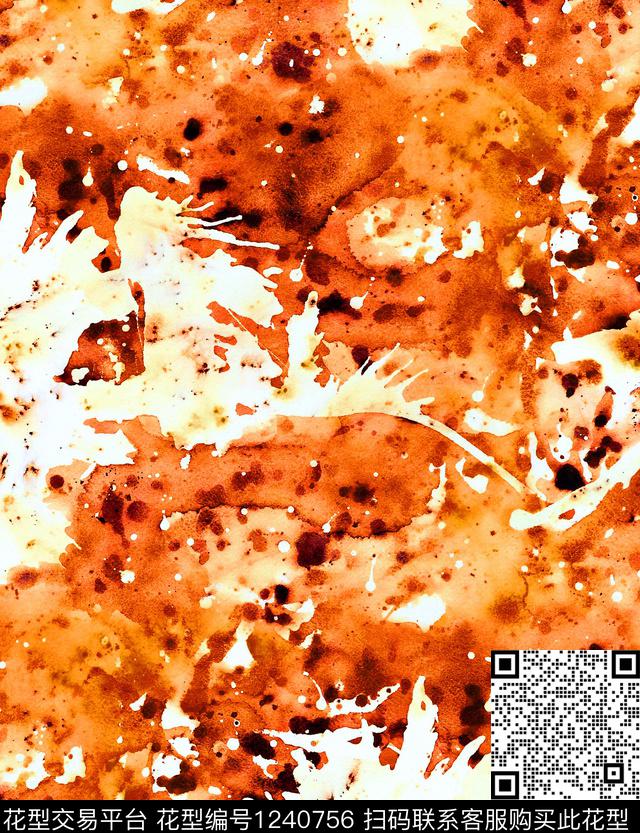 字母水彩树林数码印花华亿平台下载（图片编号: 1240756） - 瓦栏（Walan）