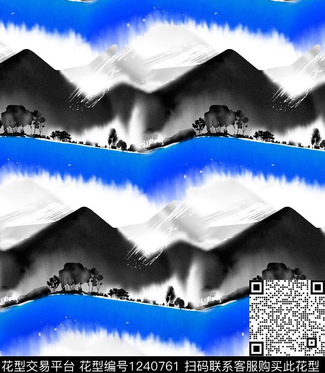 字母水彩树林数码印花华亿平台下载（图片编号: 1240761） - 瓦栏（Walan）