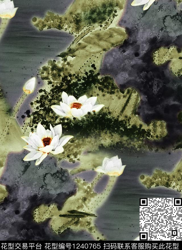 荷花数码印花华亿平台下载（图片编号: 1240765） - 瓦栏（Walan）