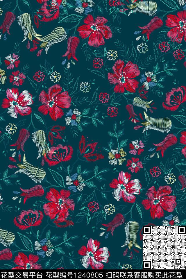 女装花卉牡丹数码印花华亿平台下载（图片编号: 1240805） - 瓦栏（Walan）