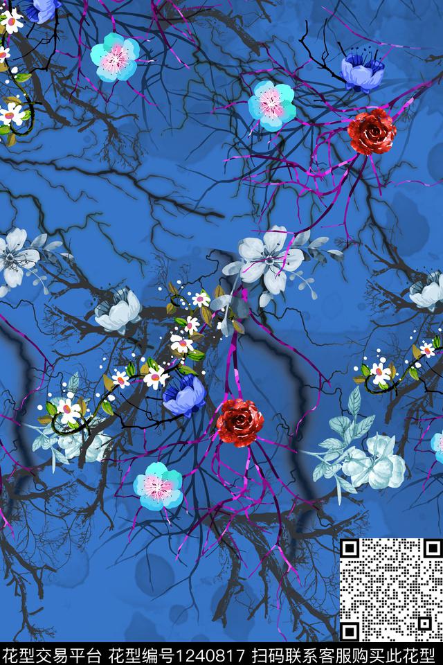 花卉女装老年花数码印花华亿平台下载（图片编号: 1240817） - 瓦栏（Walan）