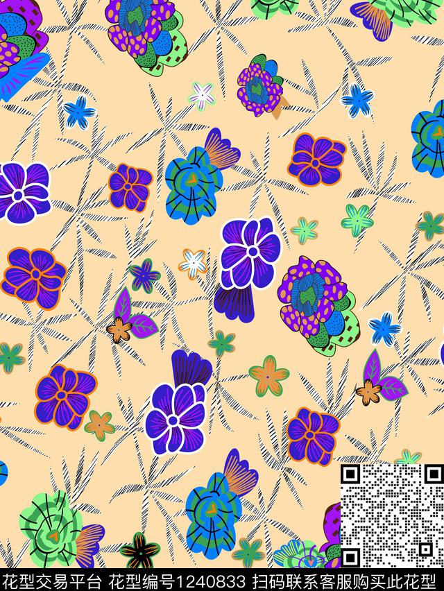 花卉小碎花提花华亿平台数码印花华亿平台下载（图片编号: 1240833） - 瓦栏（Walan）