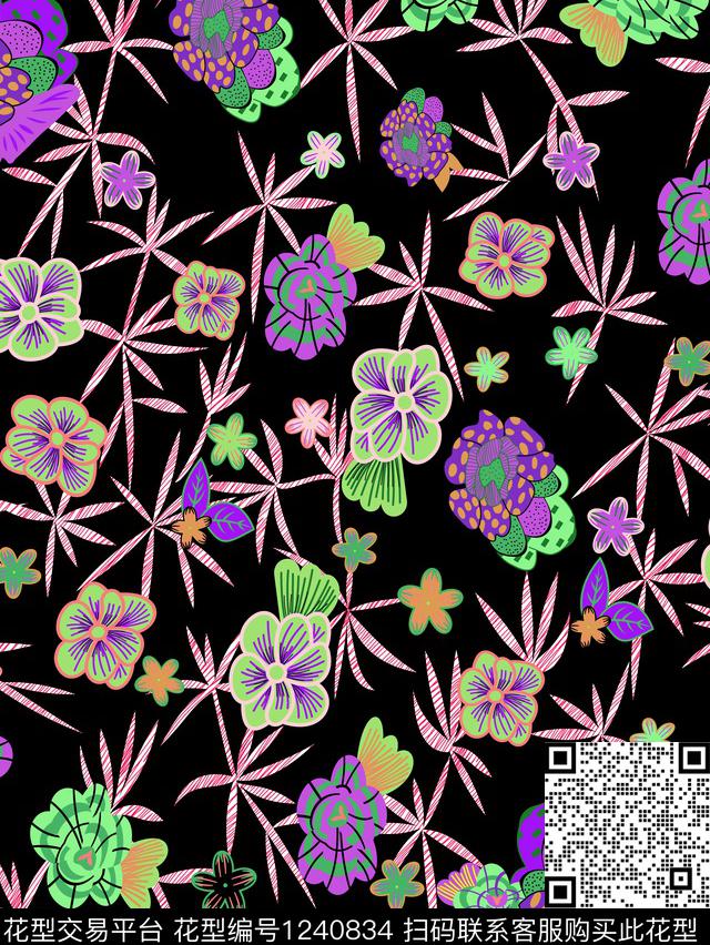 花卉小碎花提花华亿平台传统印花华亿平台下载（图片编号: 1240834） - 瓦栏（Walan）